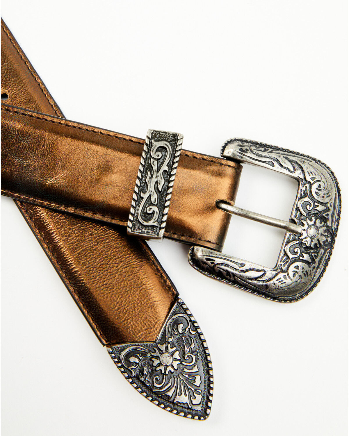Image #2 - Idyllwind Women's Metallic Etched Western Belt, Bronze, hi-res
