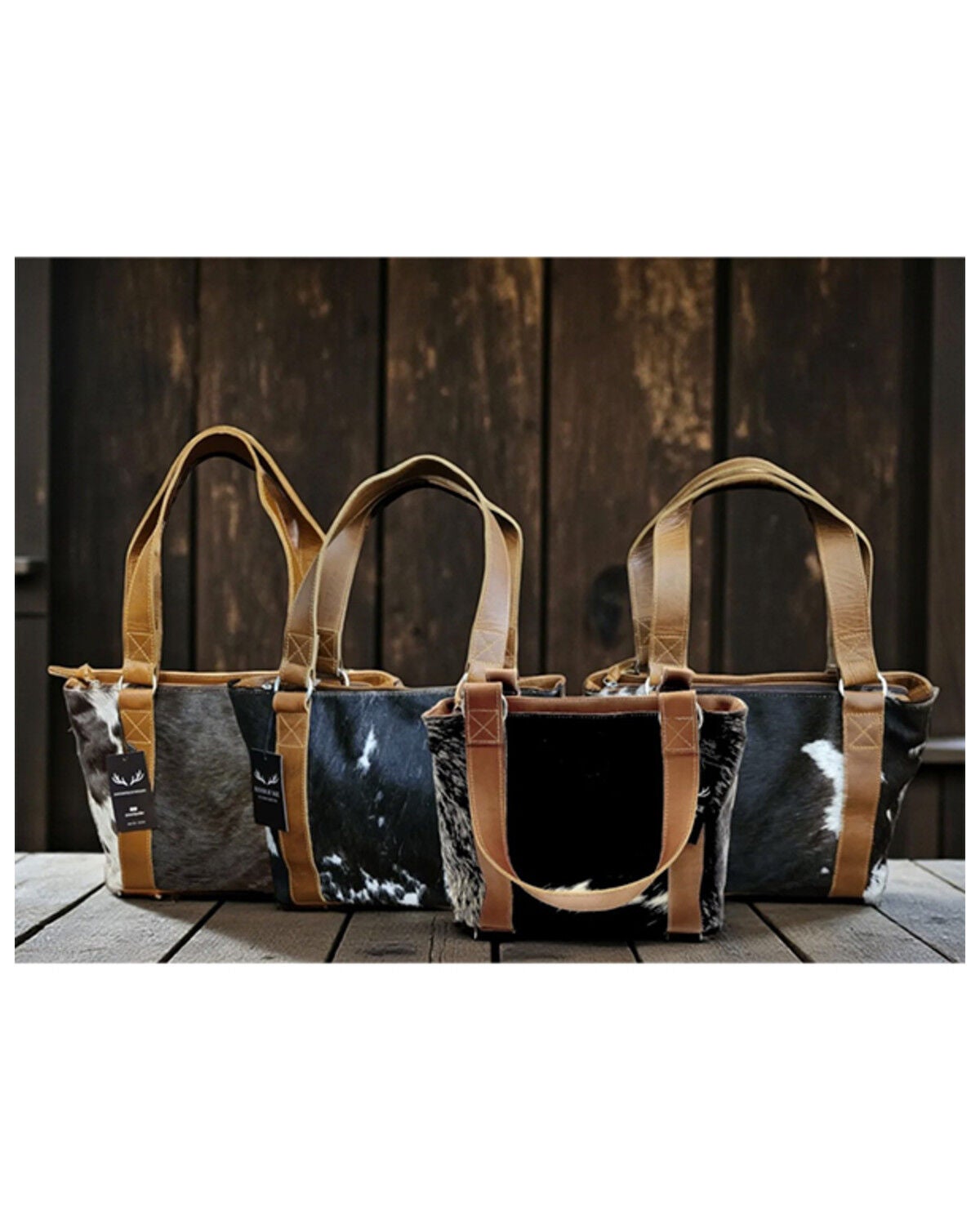 Image #3 - Ranch Junkie Women's Highlands Genuine Cowhide Tote Handbag, Black, hi-res