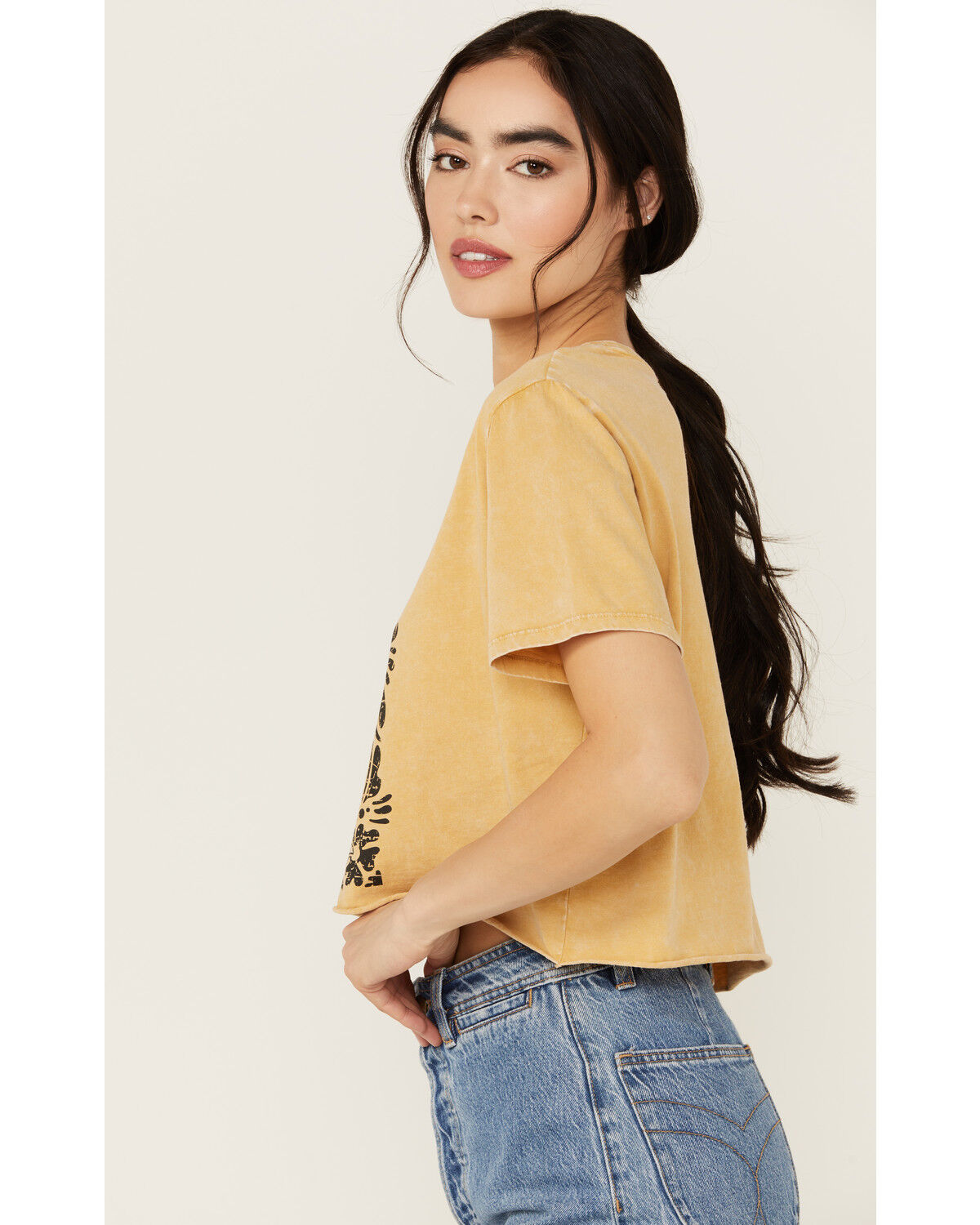 Image #2 - Rock 7 Roll Denim Women's Get Wild Short Sleeve Graphic Tee, Mustard, hi-res