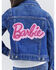 Image #7 - Wrangler® X Barbie™ Girls' Medium Wash Zip-Up Logo Denim Jacket, , hi-res