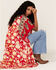 Image #1 - Band of the Free Women's From Paris With Love Floral Print Kimono, Red, hi-res