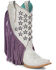 Image #1 - Corral Girls' Star Inlay Fringe Western Boots - Snip Toe, White, hi-res