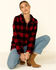 Peach Love Women's Red Buffalo Plaid Sherpa 1/4 Zip Pullover , Red, hi-res