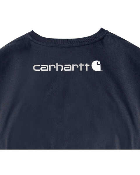 Carhartt Men's Loose Fit Heavyweight Long Sleeve Logo Graphic Work T-Shirt - Big & Tall, Navy, hi-res