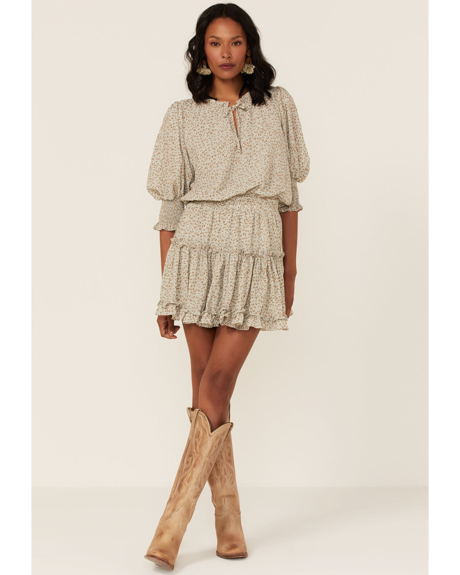 Saints & Hearts Women's Animal Print Smocked Waist Dress - Country Outfitter
