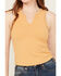 Image #2 - Miss Me Women's Studded Split V Neck Tank, Mustard, hi-res