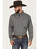 Image #1 - Wrangler Men's Micro Geo Print Long Sleeve Button-Down Western Shirt, Black, hi-res