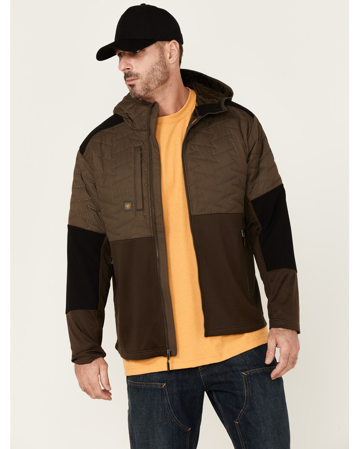 Image #1 - Ariat Men's Rebar Wren Cloud 9 Insulated Zip-Front Work Jacket, Brown, hi-res