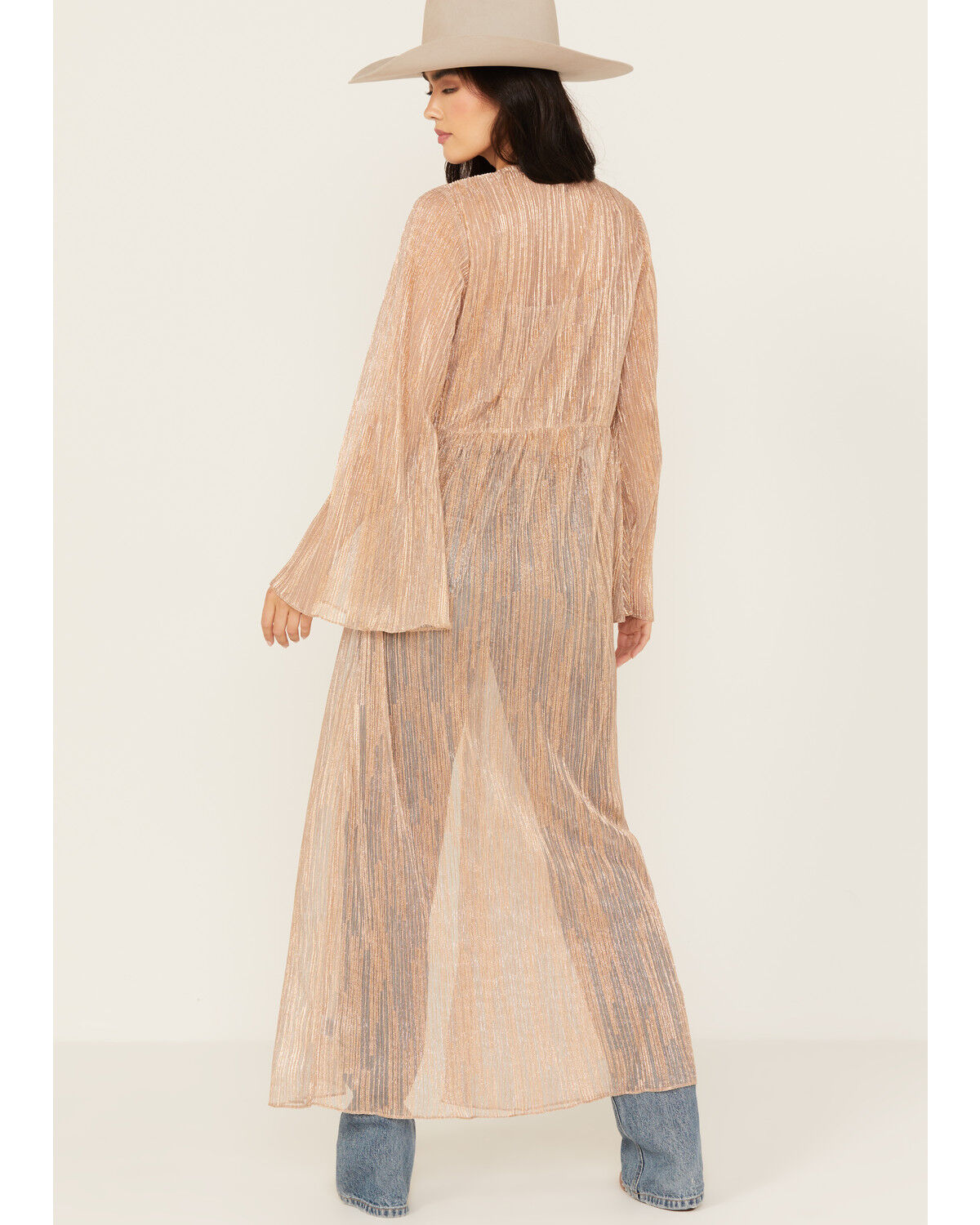 Image #4 - En Creme Women's Metallic Long Sleeve Duster Kimono, , hi-res