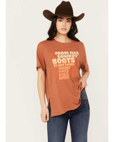 White Crow Women's She's Country Short Sleeve Graphic Tee, Rust Copper, hi-res