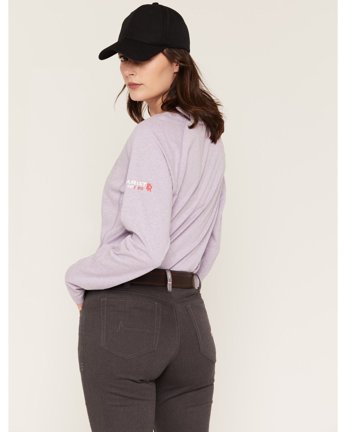 Image #4 - Ariat Women's FR Air Crew Long Sleeve Work Tee, Heather Purple, hi-res