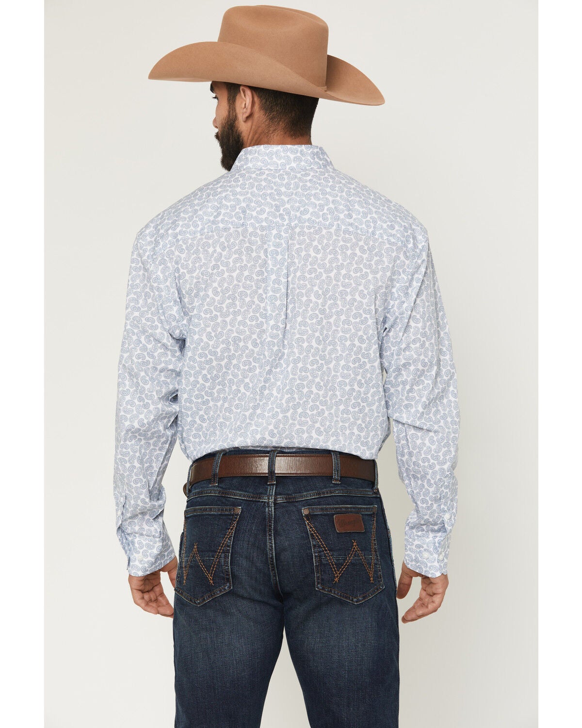 Image #4 - Wrangler Men's Paisley Print Long Sleeve Button-Down Stretch Western Shirt, White, hi-res