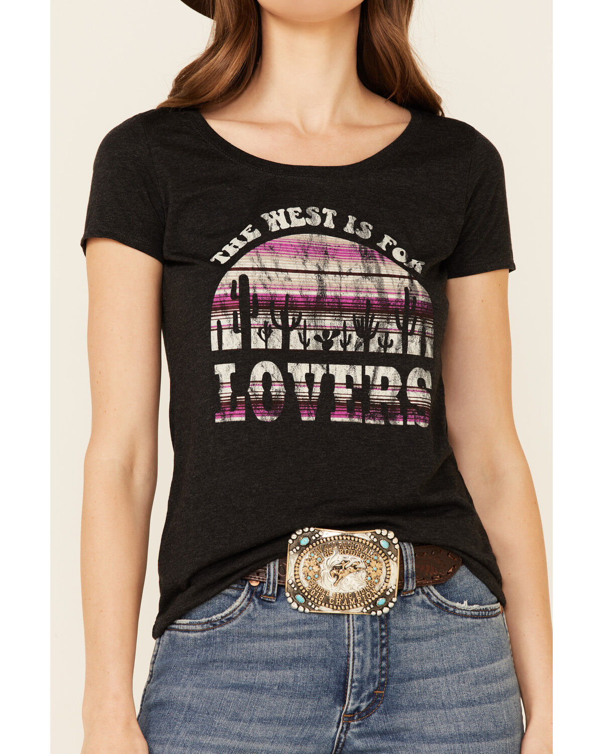 Image #3 - Shyanne Women's The West Is For Lovers Graphic Short Sleeve Tee, Black, hi-res
