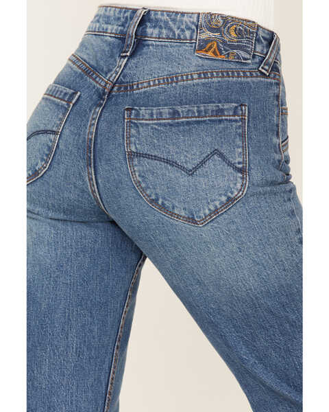 Image #4 - Cleo + Wolf Women's High Rise Straight Dark Wash Denim Jeans, Dark Medium Wash, hi-res