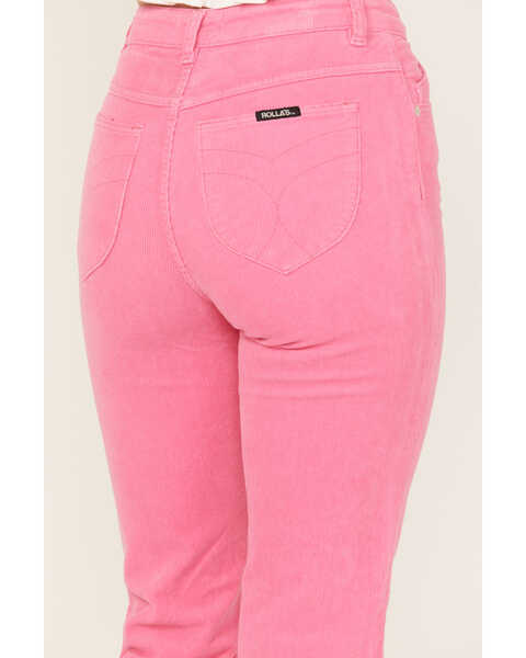 Image #4 - Rolla's Women's Mid Rise Thin Wale Corduroy Stretch Straight Jeans, Pink, hi-res