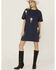 Image #1 - Rock & Roll Denim Women's Sequins Star Short Sleeve T-Shirt Mini Dress, Blue, hi-res