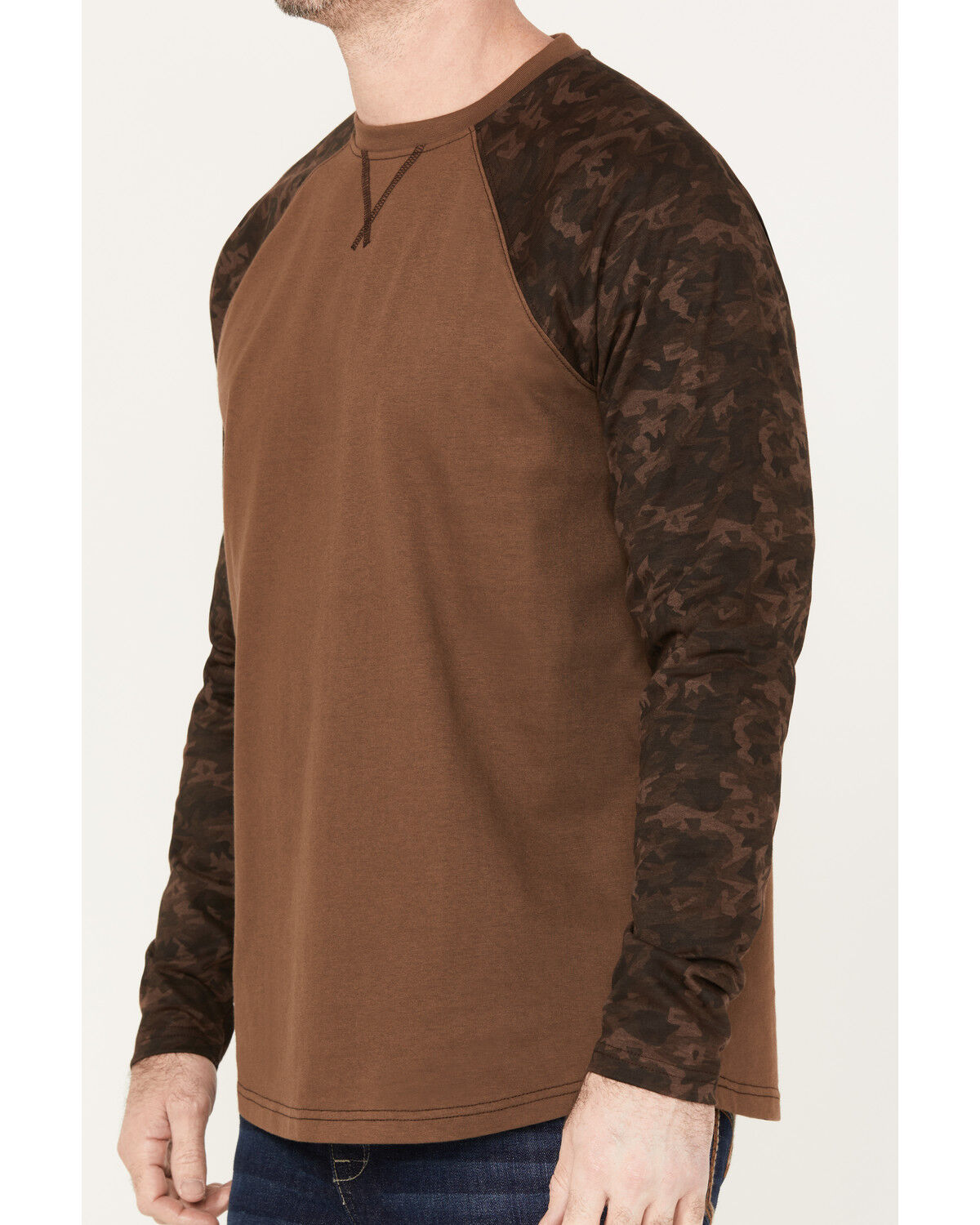 Image #3 - Cody James Men's Camo Color Block Long Sleeve Baseball Work T-Shirt, Brown, hi-res