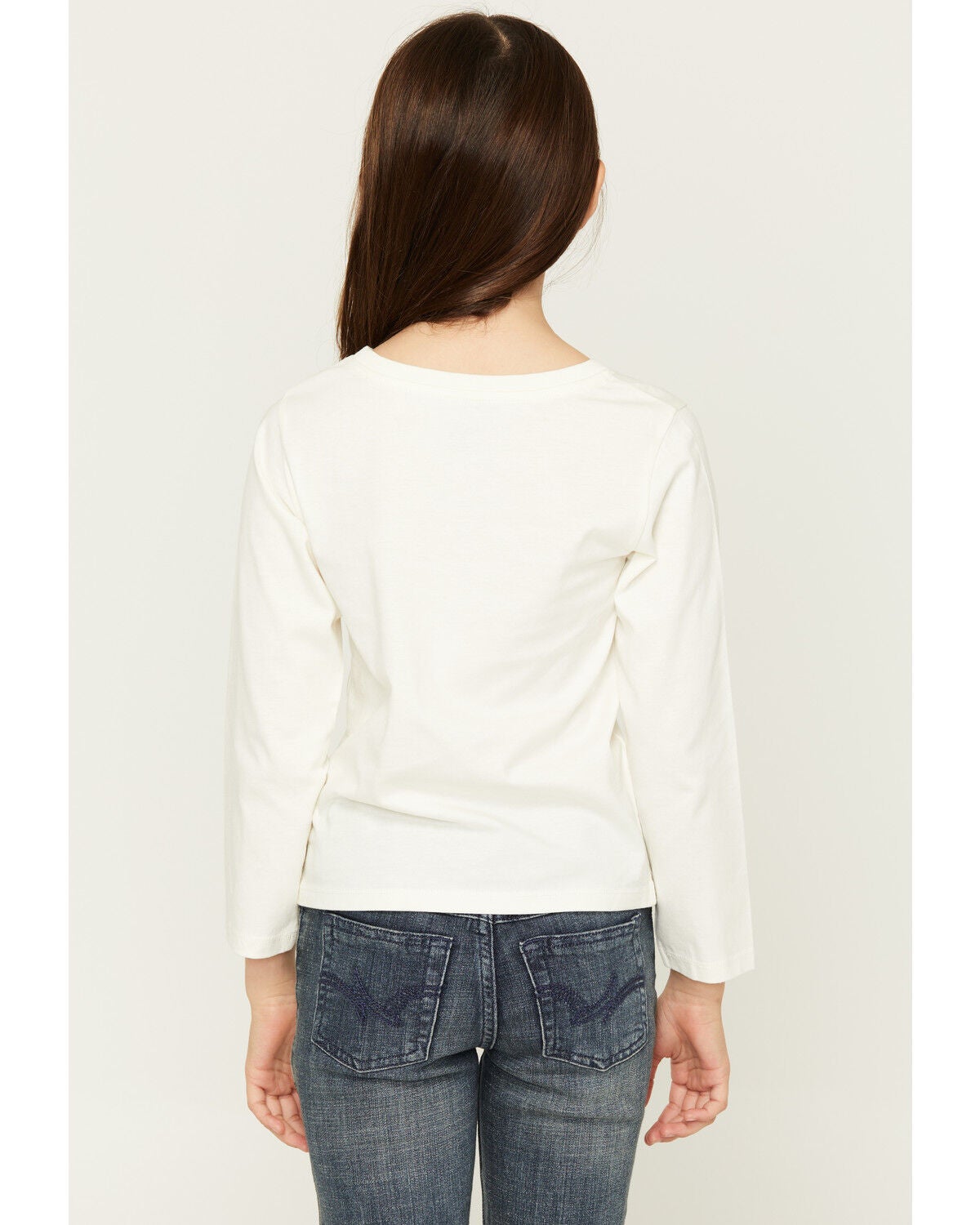 Image #4 - Wrangler Girls' Floral Boot Long Sleeve Graphic Tee, White, hi-res