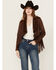 Image #1 - Shyanne Women's Open Front Faux Suede Fringe Jacket , Dark Brown, hi-res