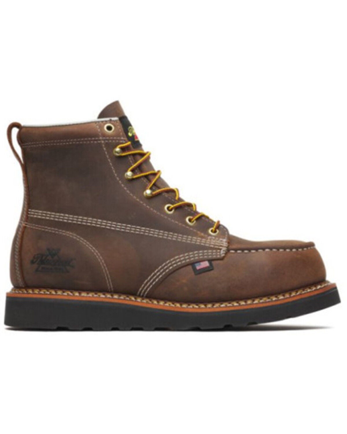 Thorogood Men's 6" American Heritage Wedge Moc Work Boots - Steel Toe, Brown, hi-res