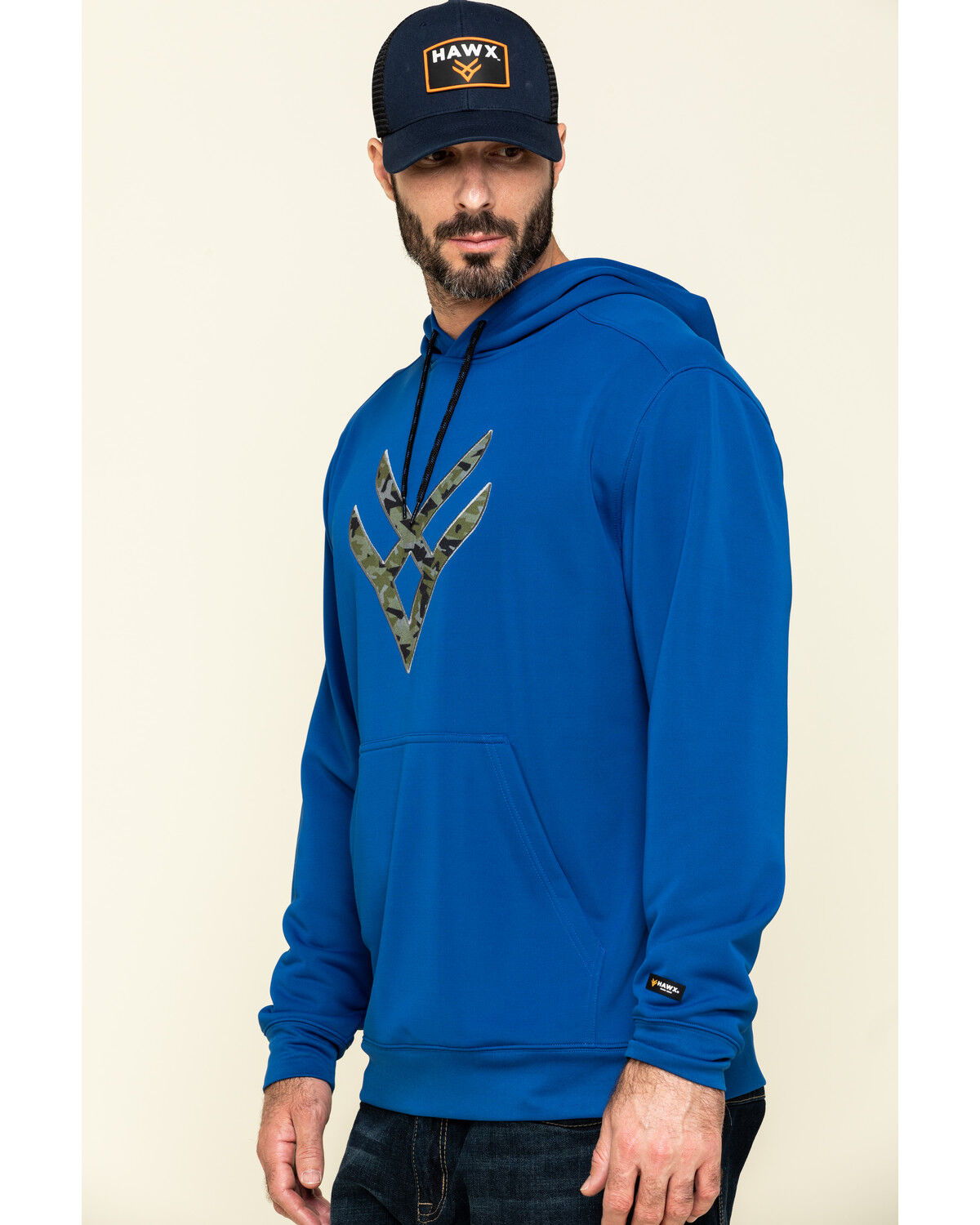 Image #3 - Hawx Men's Tech Logo Hooded Work Sweatshirt, Blue, hi-res