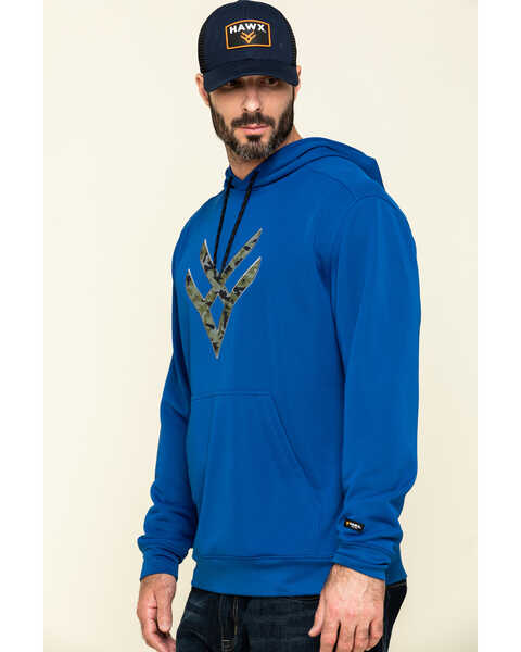 Image #3 - Hawx Men's Tech Logo Hooded Work Sweatshirt , Blue, hi-res