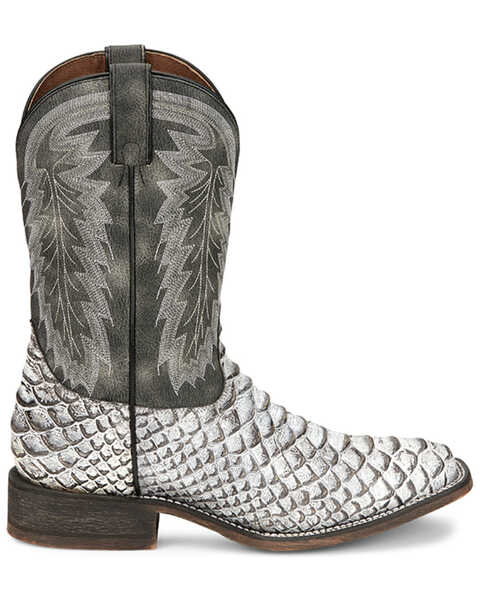 Image #2 - Nocona Men's Mescalero Rugged Snake Print Western Boots - Broad Square Toe, White, hi-res
