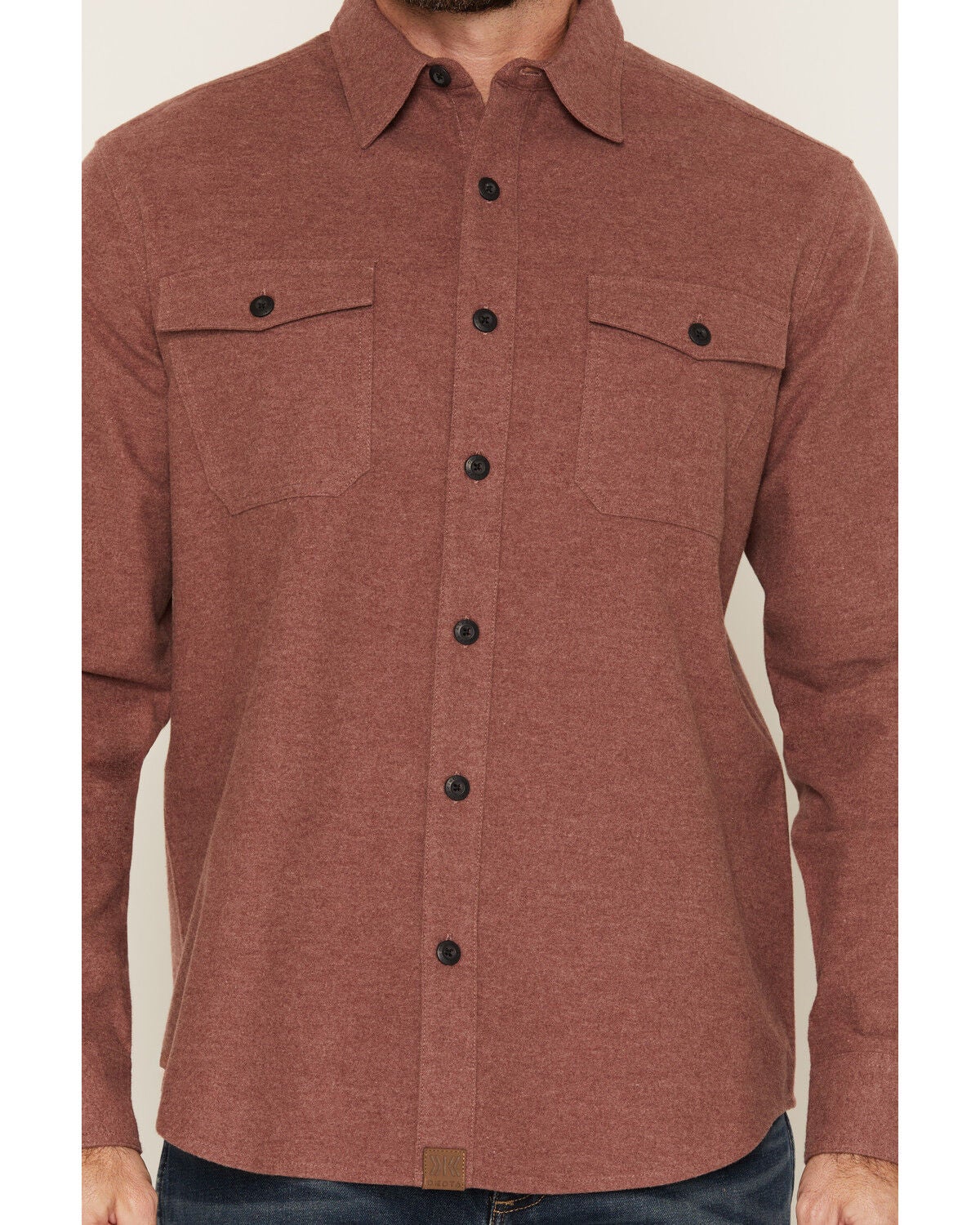 Image #3 - Dakota Grizzly Men's Major Solid Long Sleeve Button-Down Flannel Shirt, Rust Copper, hi-res