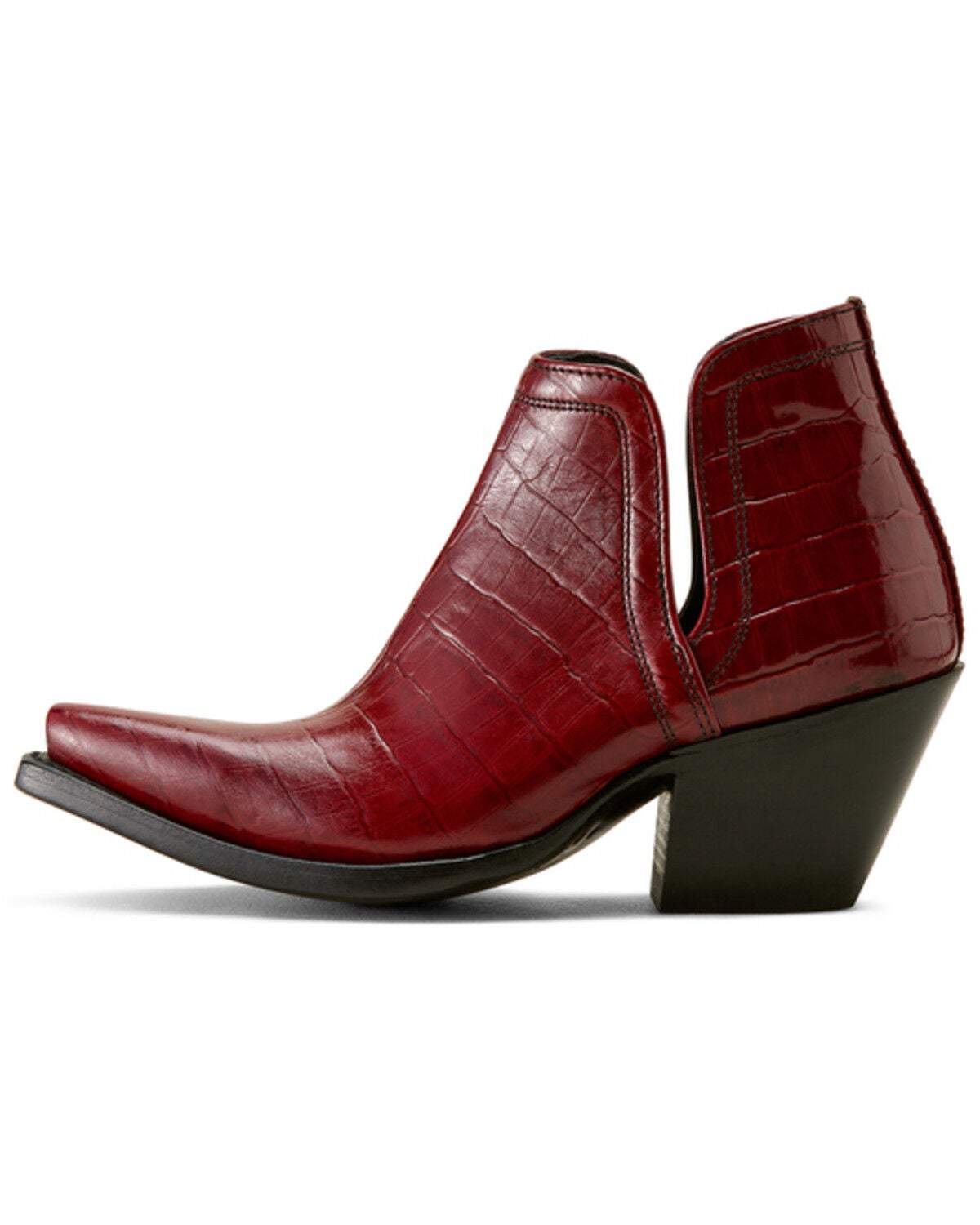 Image #2 - Ariat Women's Dixon Croc Print Western Booties - Snip Toe, Red, hi-res