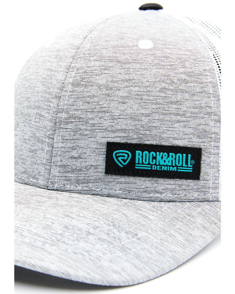Rock & Roll Denim Men's Grey & White Corner Logo Patch Mesh-Back Ball Cap , Grey, hi-res