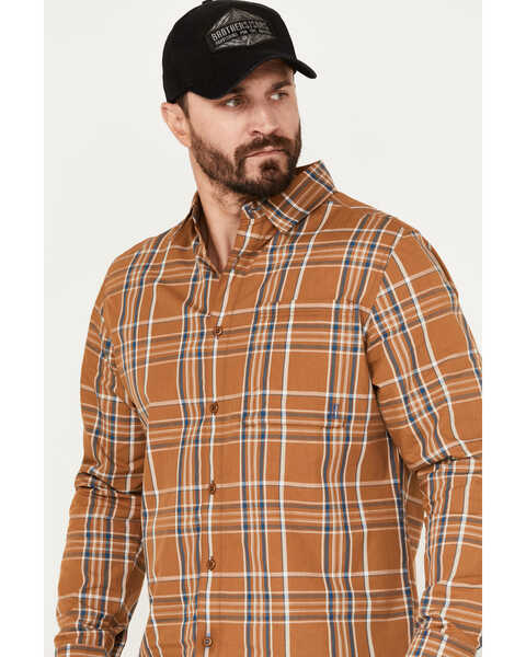 Image #2 - Brothers and Sons Men's Cheyenne Plaid Print Long Sleeve Button-Down Western Shirt, Rust Copper, hi-res
