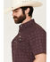 Image #2 - Ferrell Men's Fletcher Medallion Print Short Sleeve Snap Stretch Western Shirt, Burgundy, hi-res