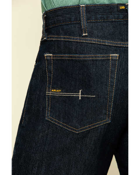 Image #4 - Ariat Men's M4 Rebar Durastretch Flannel Lined Low Bootcut Work Jeans , Blue, hi-res