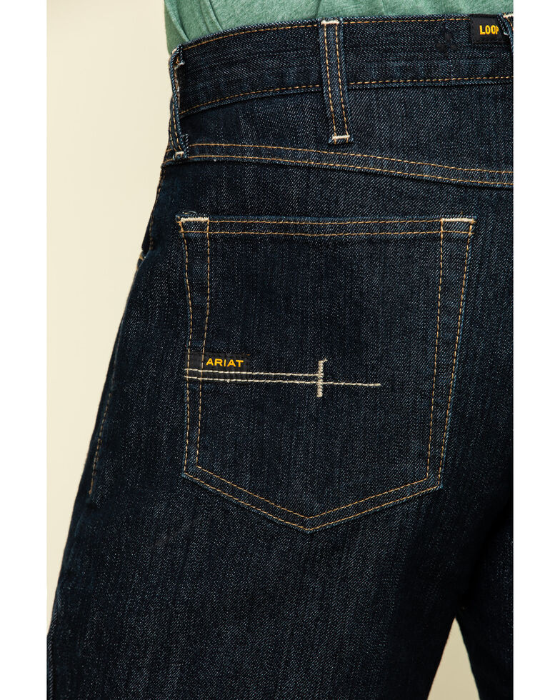 Ariat Men's M4 Rebar Durastretch Flannel Lined Low Bootcut Work Jeans , Blue, hi-res