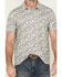 Image #3 - Panhandle Men's Cactus Print Short Sleeve Snap Performance Polo, Natural, hi-res