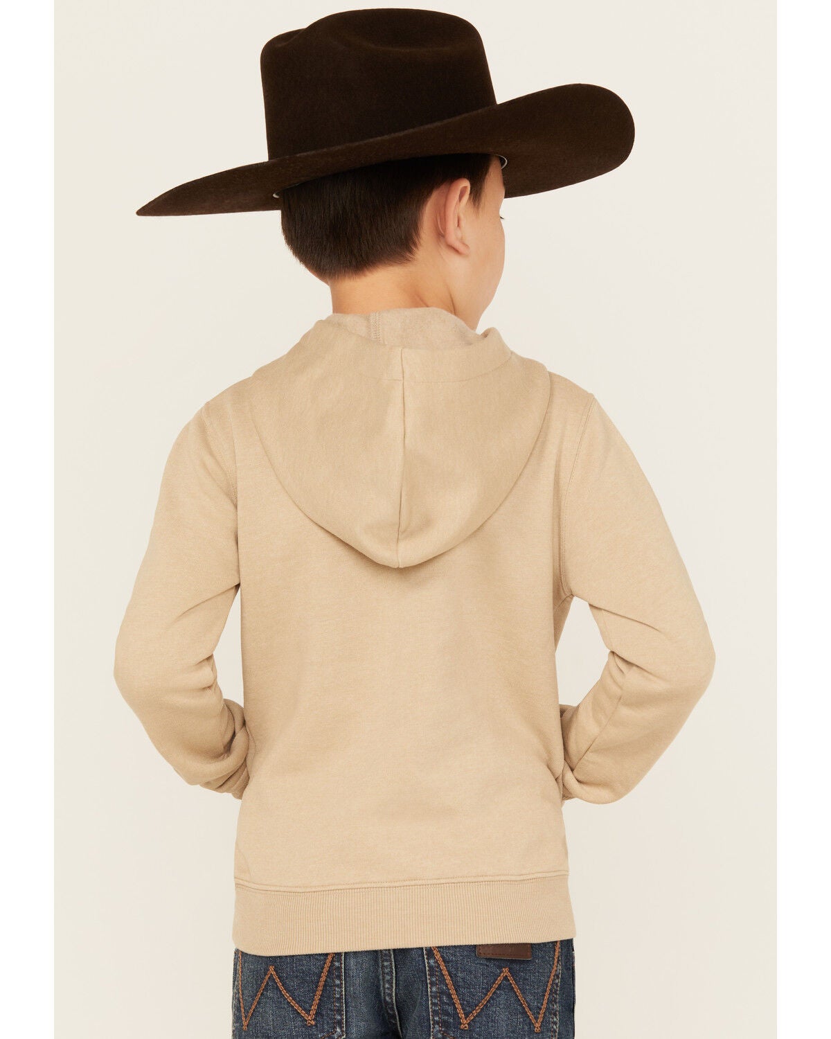 Image #4 - Wrangler Boys' Desert Cowboy Graphic Hooded Sweatshirt, Oatmeal, hi-res