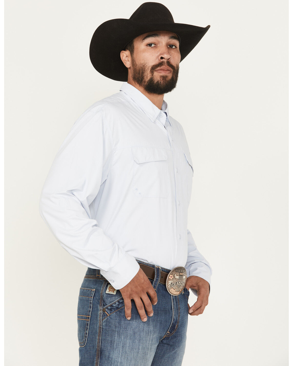 Image #2 - Ariat Men's VenTek Outbound Solid Long Sleeve Button-Down Western Shirt - Big, Light Blue, hi-res