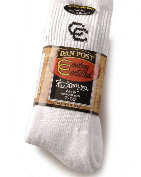 Image #2 - Dan Post Men's Cowboy Certified Crew Socks (2-Pack) - Sizes 10.5 - 13, White, hi-res