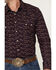 Image #3 - Rock & Roll Denim Men's Longhorn Print Long Sleeve Snap Stretch Western Shirt, Burgundy, hi-res
