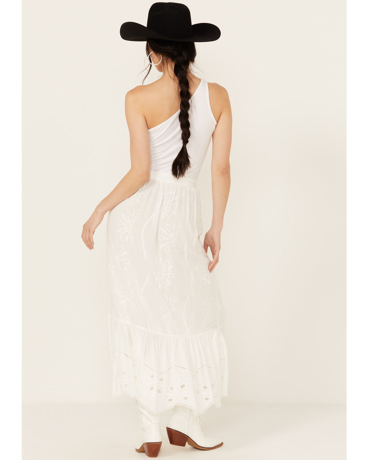 Image #3 - Beyond The Radar Women's Eyelet Midi Skirt, White, hi-res