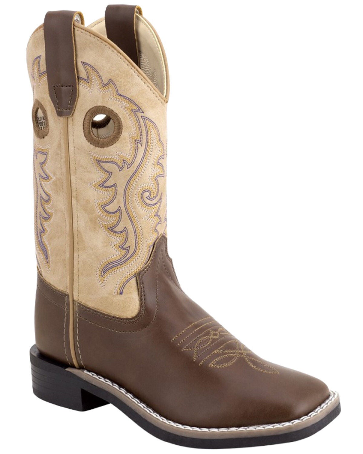Old West Little Boys' Western Boots - Broad Square Toe, Ivory, hi-res