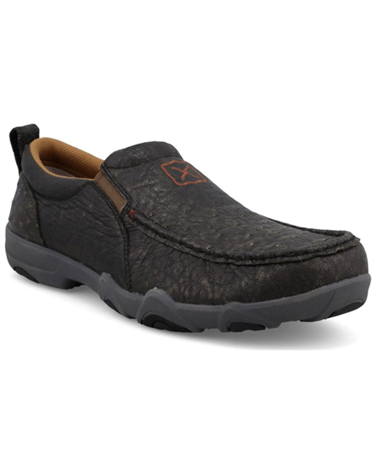 Twisted X Men's Exotic Ostrich Slip-On Ultralite X&trade; Driving Mocs, Grey, hi-res