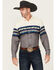 Image #1 - Roper Men's Vintage Southwestern Border Long Sleeve Pearl Snap Western Shirt, Blue, hi-res