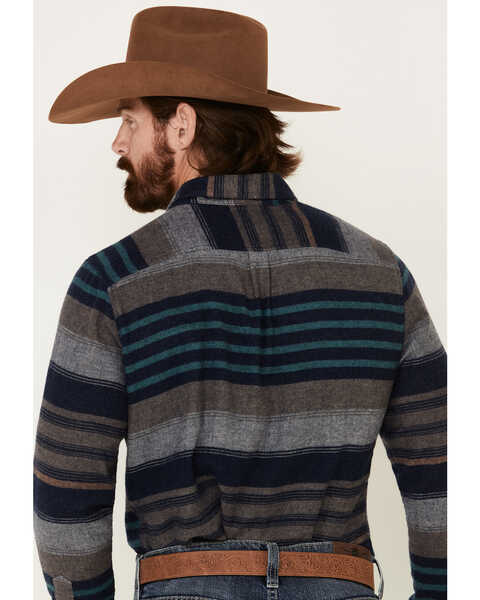 Image #5 - United By Blue Men's Brownstone Responsible Striped Long Sleeve Western Flannel Shirt , Navy, hi-res