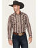Image #1 - Gibson Trading Co Men's Floral Striped Print Long Sleeve Snap Stretch Western Shirt, Brown, hi-res
