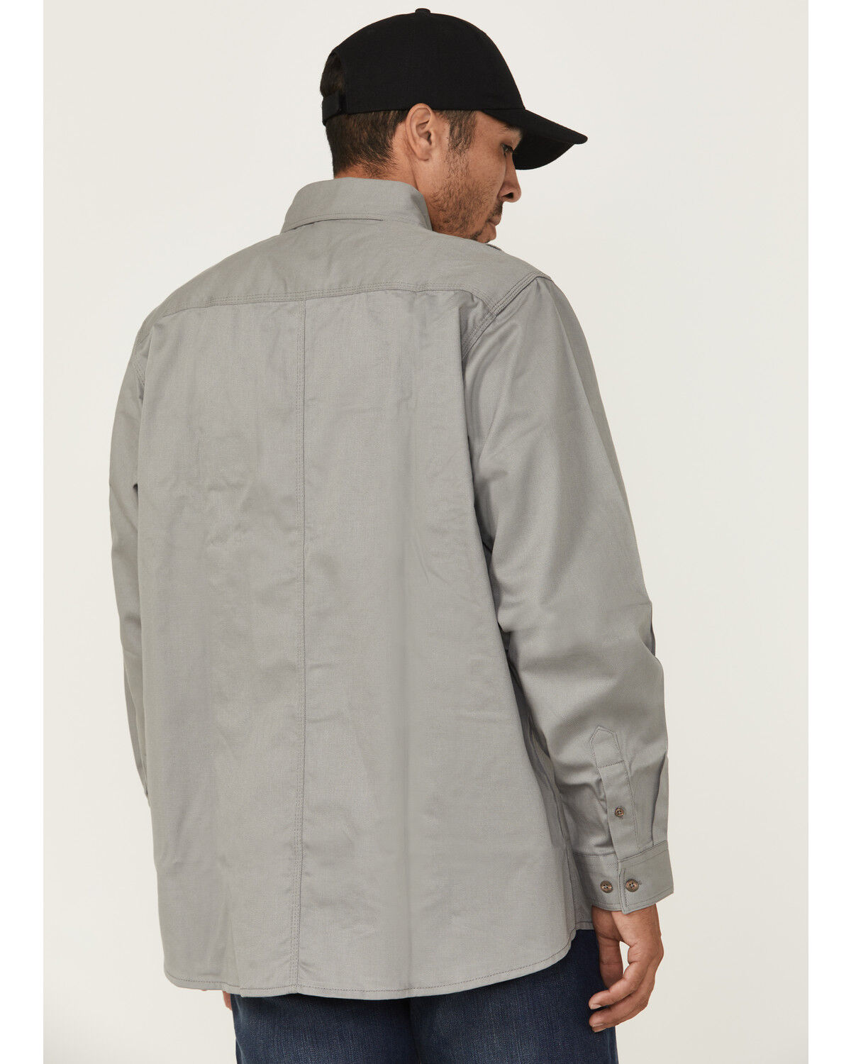 Image #4 - Forge Workwear Men's FR Solid Long Sleeve Button-Down Work Shirt, Light Grey, hi-res