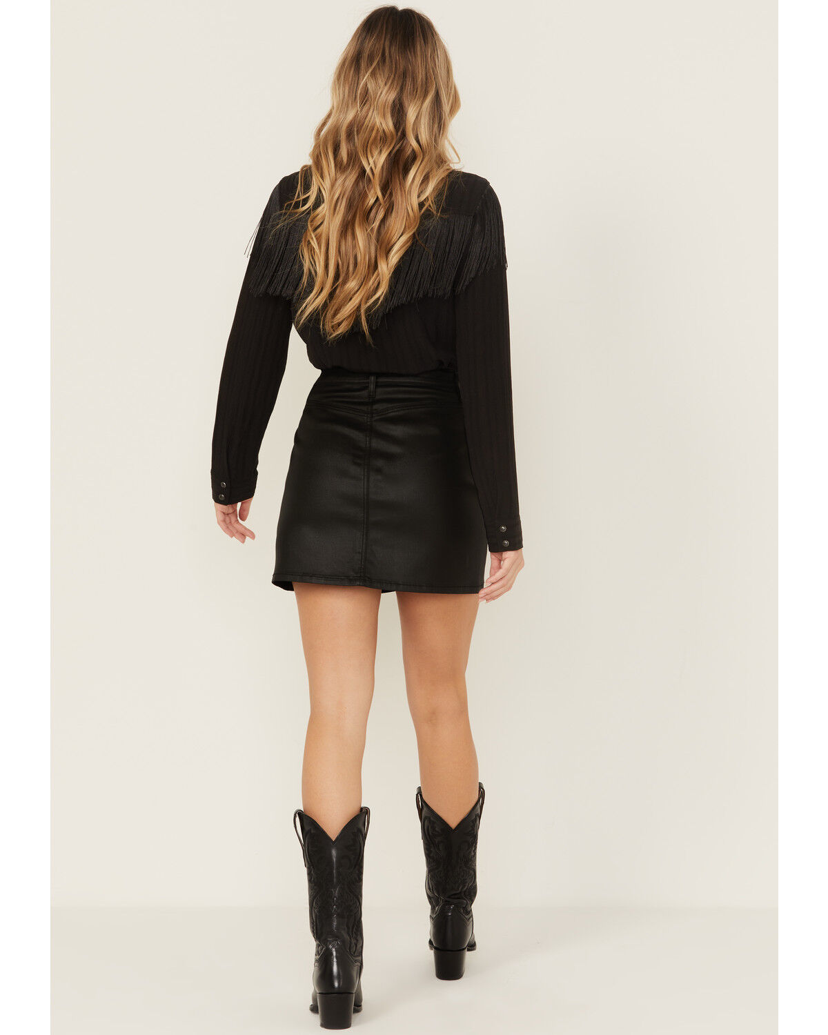 Image #3 - Idyllwind Women's Coated Super Stretch Mini Skirt, Black, hi-res