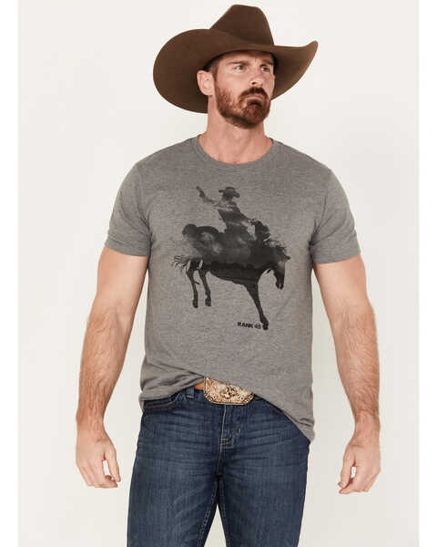 Image #1 - RANK 45® Men's Bucking Horse Short Sleeve Graphic T-Shirt, Grey, hi-res