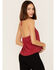 Image #4 - Rock & Roll Denim Women's Southwestern Paisley Embroidered Halter Tank Top, Red, hi-res