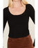 Image #3 - Shyanne Women's Pointelle Ruffle Trim Crop Top, Black, hi-res